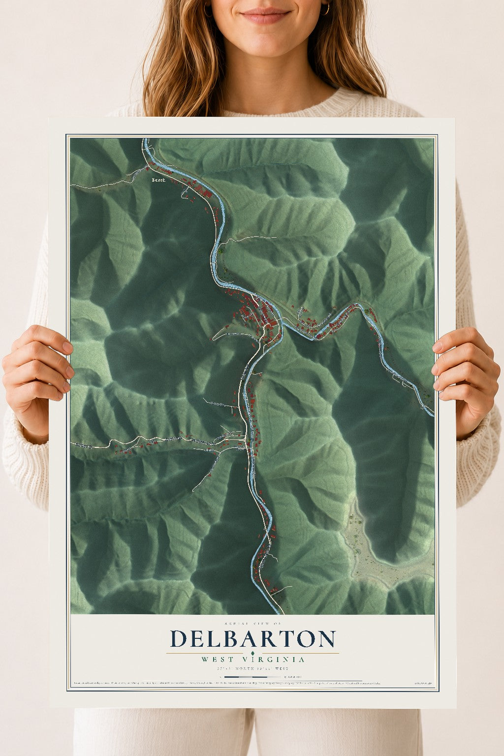 Map of Delbarton, West Virginia, 18 x 24 inch unframed archival matte print