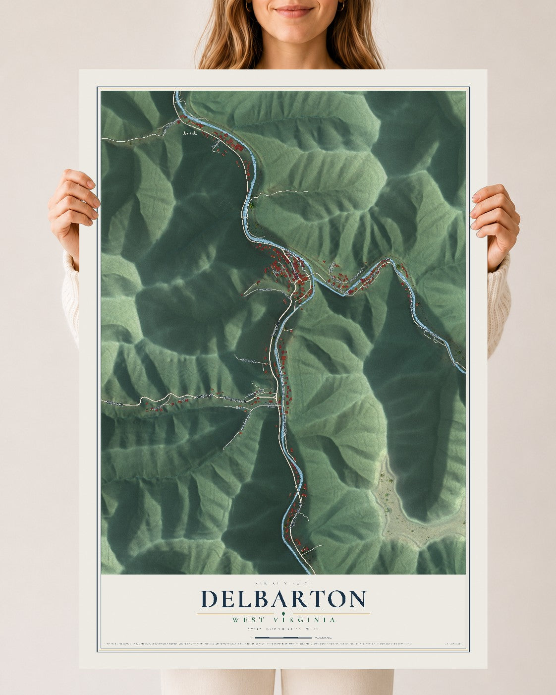 Map of Delbarton, West Virginia, 24 x 36 inch unframed archival matte print