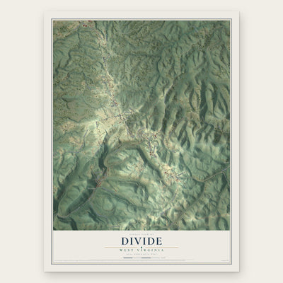 Divide, West Virginia map print, the full design