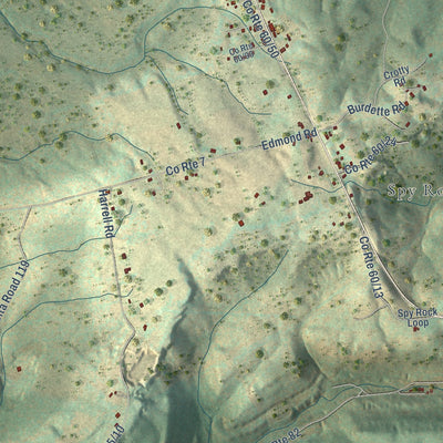 Close-up of the map of Divide, West Virginia print showing street and building detail