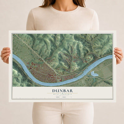 Map of Dunbar, West Virginia, 12 x 18 inch unframed archival matte print