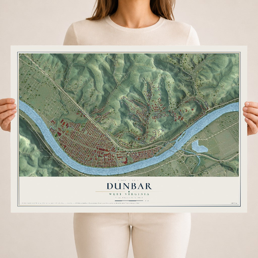 Map of Dunbar, West Virginia, 18 x 24 inch unframed archival matte print