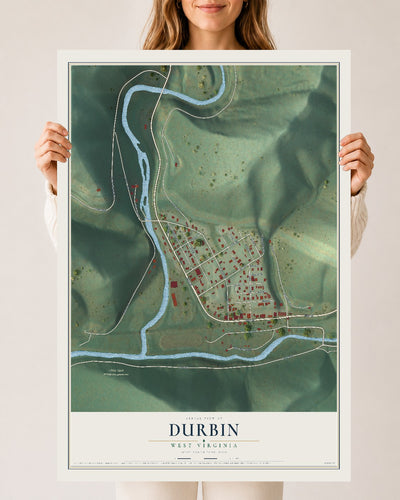 Map of Durbin, West Virginia, 24 x 36 inch unframed archival matte print