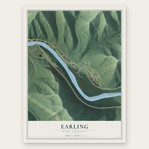Earling, West Virginia map print, the full design