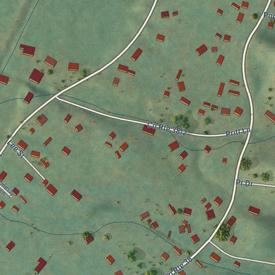 Close-up of the map of East Dailey, West Virginia print showing street and building detail