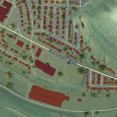 Second close-up of the map of Eleanor, West Virginia print showing more streets and buildings