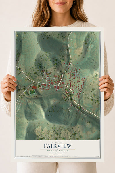 Map of Fairview, West Virginia, 18 x 24 inch unframed archival matte print