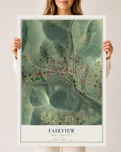 Map of Fairview, West Virginia, 24 x 36 inch unframed archival matte print