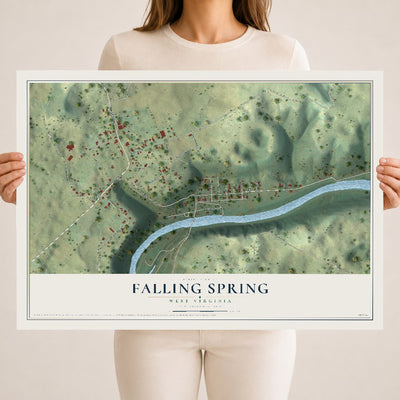 Map of Falling Spring, West Virginia, 18 x 24 inch unframed archival matte print