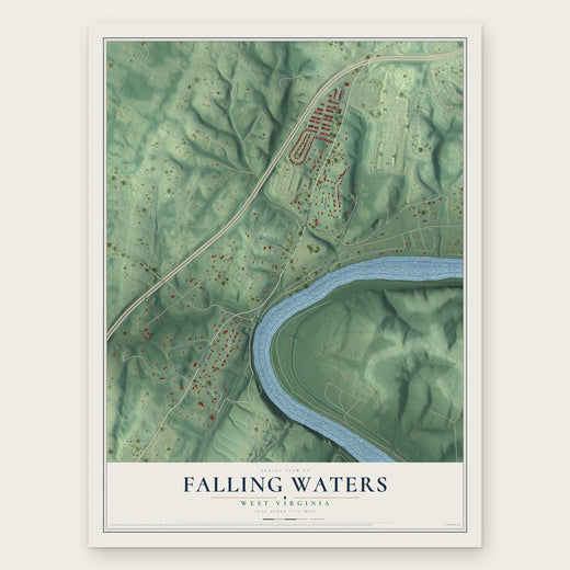 Falling Waters, West Virginia map print, the full design
