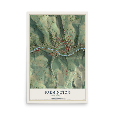 Map of Farmington, West Virginia, 12 x 18 inch unframed archival matte print