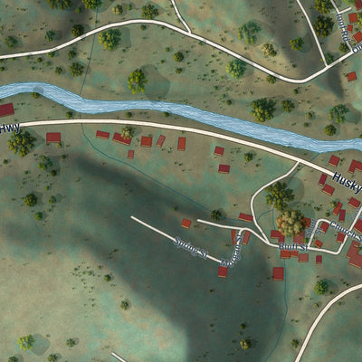 Second close-up of the map of Farmington, West Virginia print showing more streets and buildings