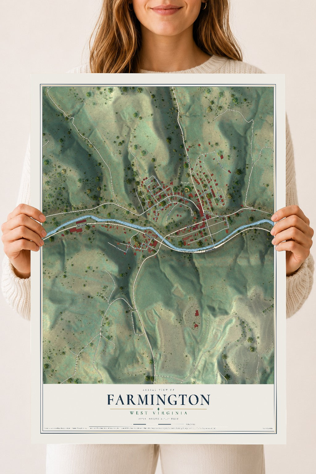 Map of Farmington, West Virginia, 18 x 24 inch unframed archival matte print