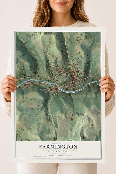 Map of Farmington, West Virginia, 18 x 24 inch unframed archival matte print