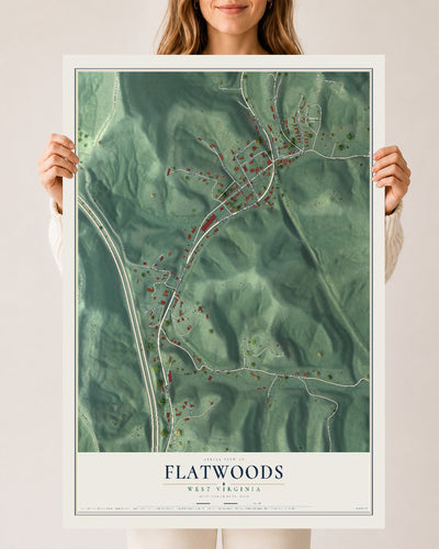 Map of Flatwoods, West Virginia, 24 x 36 inch unframed archival matte print