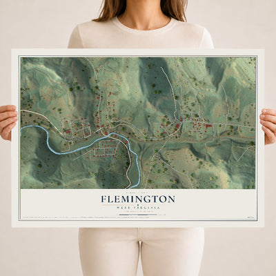 Map of Flemington, West Virginia, 18 x 24 inch unframed archival matte print