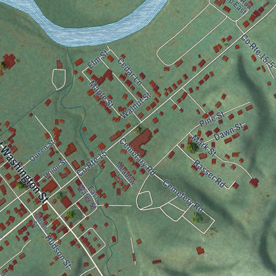 Close-up of the map of Fort Ashby, West Virginia print showing street and building detail
