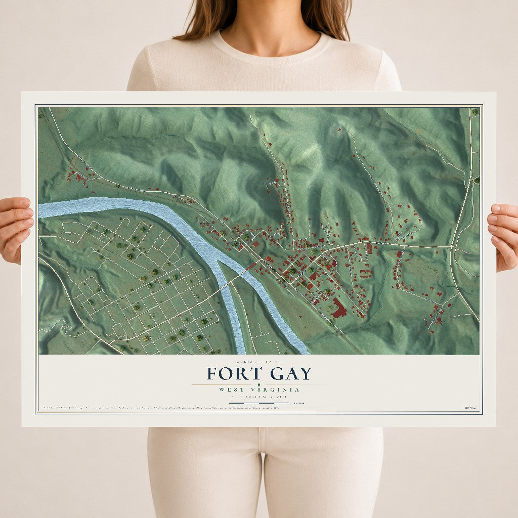 Map of Fort Gay, West Virginia, 18 x 24 inch unframed archival matte print