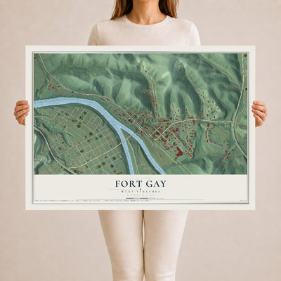 Map of Fort Gay, West Virginia, 24 x 36 inch unframed archival matte print