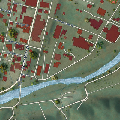 Close-up of the map of Franklin, West Virginia print showing street and building detail