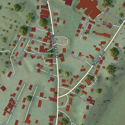 Second close-up of the map of Franklin, West Virginia print showing more streets and buildings