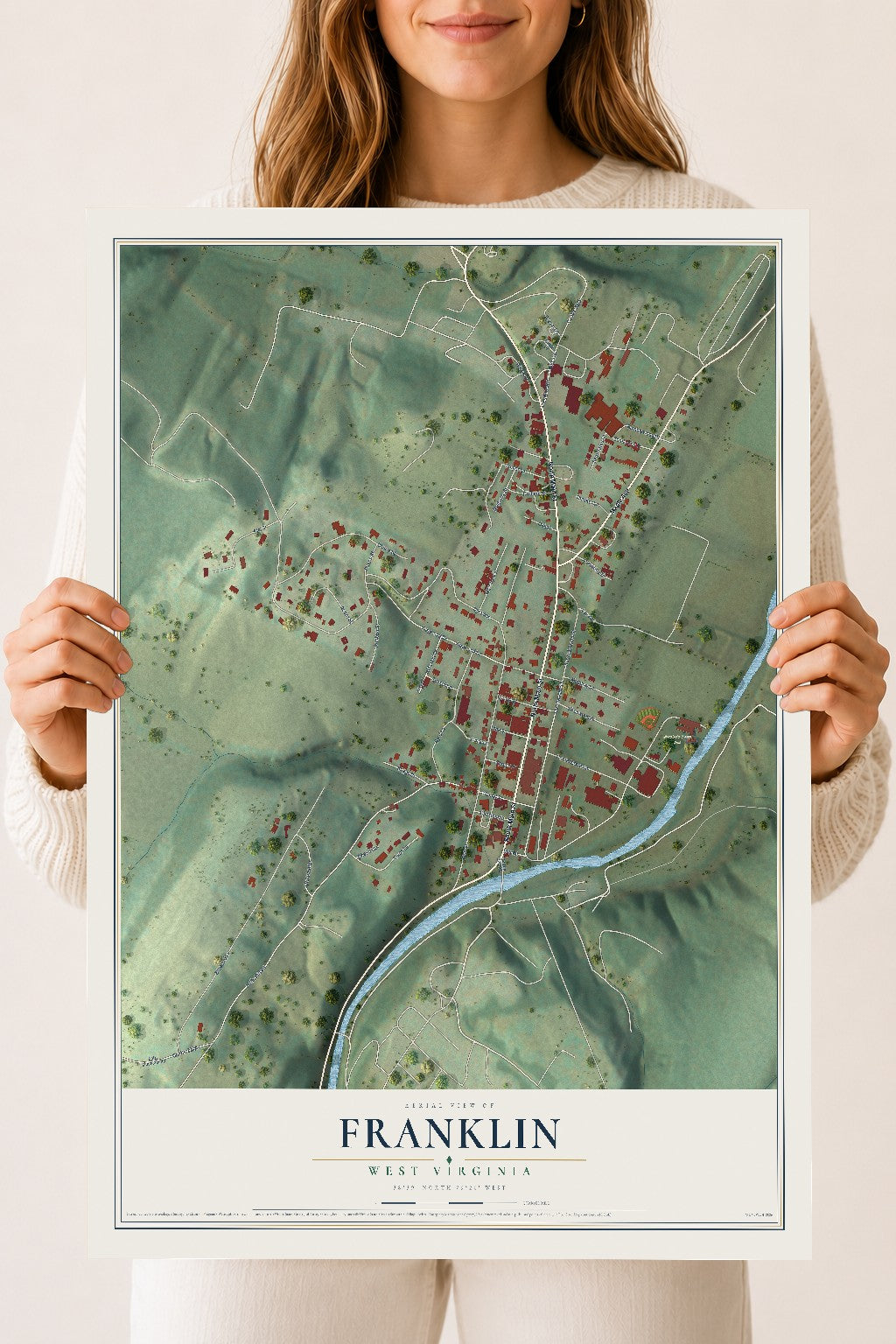 Map of Franklin, West Virginia, 18 x 24 inch unframed archival matte print