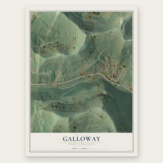 Galloway, West Virginia map print, the full design