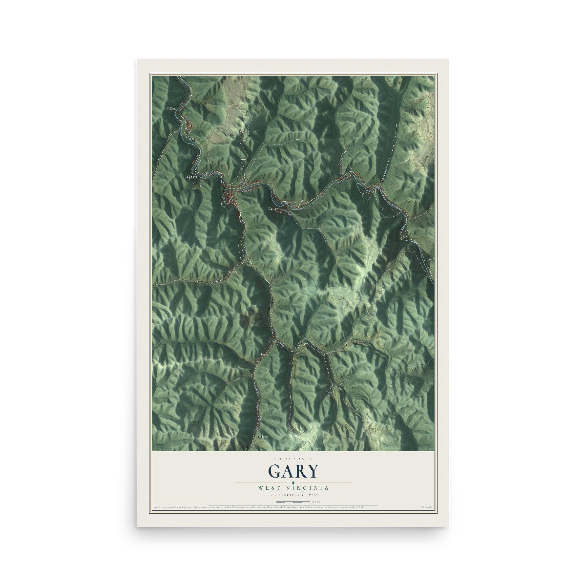 Map of Gary, West Virginia, 12 x 18 inch unframed archival matte print