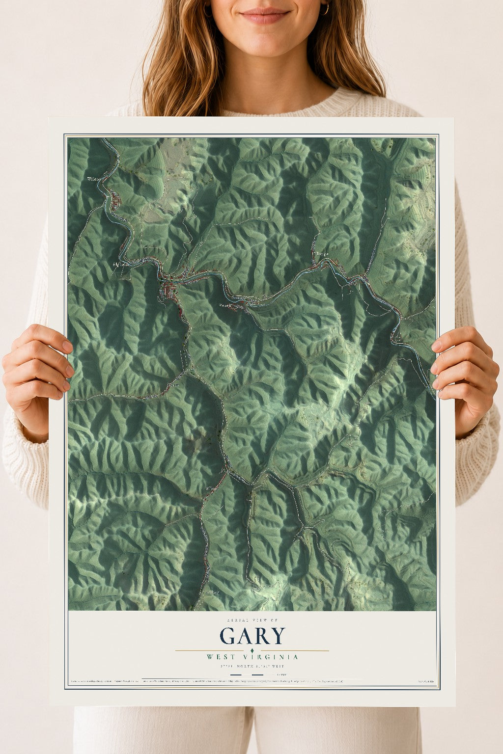 Map of Gary, West Virginia, 18 x 24 inch unframed archival matte print