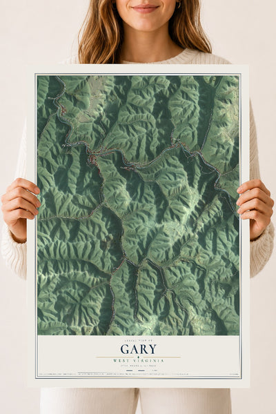 Map of Gary, West Virginia, 18 x 24 inch unframed archival matte print