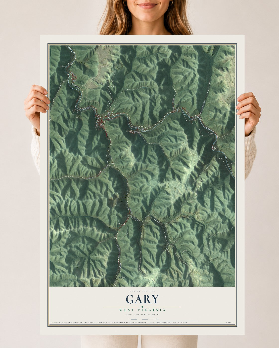 Map of Gary, West Virginia, 24 x 36 inch unframed archival matte print