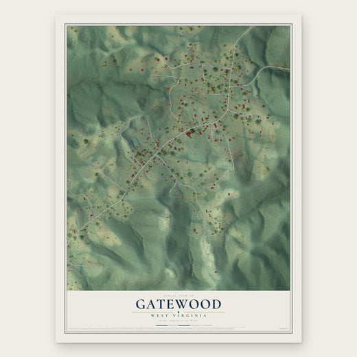 Gatewood, West Virginia map print, the full design