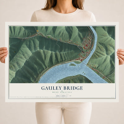 Map of Gauley Bridge, West Virginia, 18 x 24 inch unframed archival matte print
