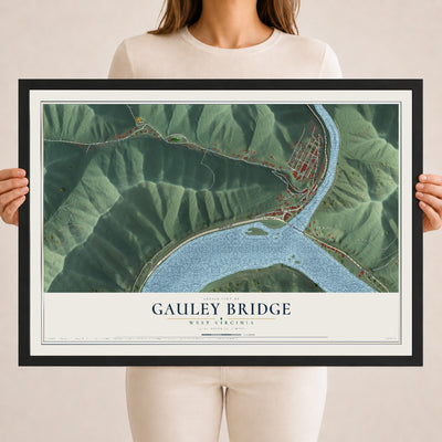 Map of Gauley Bridge, West Virginia, 18 x 24 inch print in a black wood frame