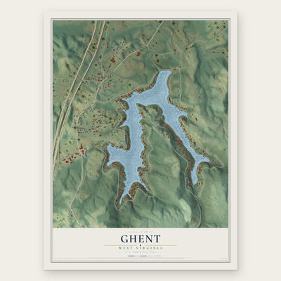 Ghent, West Virginia map print, the full design