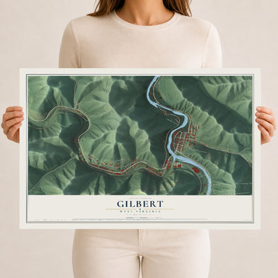 Map of Gilbert, West Virginia, 12 x 18 inch unframed archival matte print
