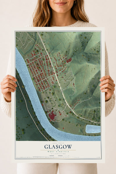 Map of Glasgow, West Virginia, 18 x 24 inch unframed archival matte print