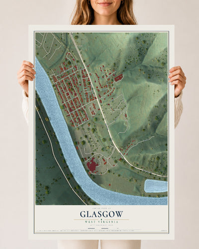 Map of Glasgow, West Virginia, 24 x 36 inch unframed archival matte print