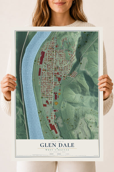 Map of Glen Dale, West Virginia, 18 x 24 inch unframed archival matte print