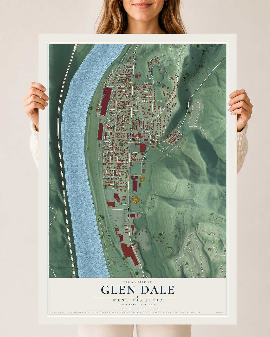 Map of Glen Dale, West Virginia, 24 x 36 inch unframed archival matte print