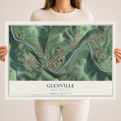 Map of Glenville, West Virginia, 18 x 24 inch unframed archival matte print