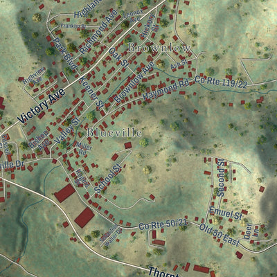 Second close-up of the map of Grafton, West Virginia print showing more streets and buildings