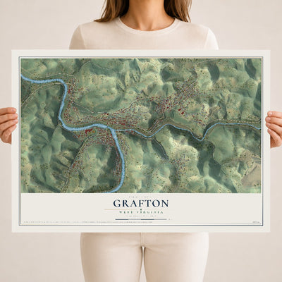 Map of Grafton, West Virginia, 18 x 24 inch unframed archival matte print