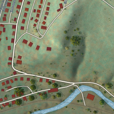 Second close-up of the map of Grant Town, West Virginia print showing more streets and buildings