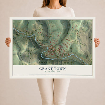 Map of Grant Town, West Virginia, 24 x 36 inch unframed archival matte print