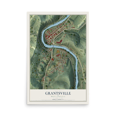 Map of Grantsville, West Virginia, 12 x 18 inch unframed archival matte print