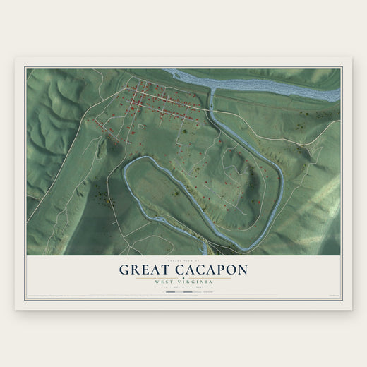 Great Cacapon, West Virginia map print, the full design