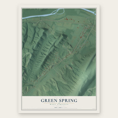 Green Spring, West Virginia map print, the full design