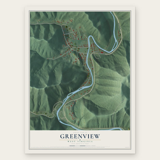 Greenview, West Virginia map print, the full design