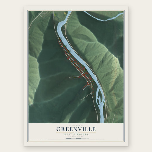 Greenville, West Virginia map print, the full design